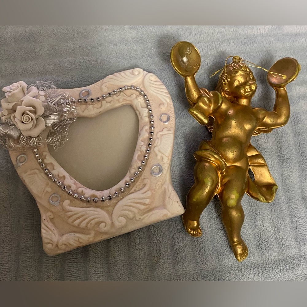Gold Angel Ornament and Decorative Frame